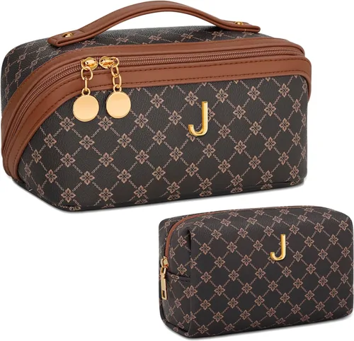 Miniatura 52 de Regalos de cumpleaños para mujeres y adolescentes, juego de bolsas organizadoras de maquillaje con iniciales personalizadas, bolsa de cosméticos