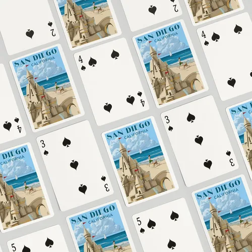 Miniatura 4 de Lantern Press San Diego, California, Castillo de arena (52 cartas de juego, baraja de cartas de tamaño póquer con comodines)