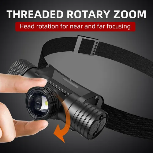 Miniatura 5 de Linterna frontal recargable, linternas frontales súper brillantes y con zoom, IPX6 resistente al agua, linterna frontal LED recargable con 6 modos