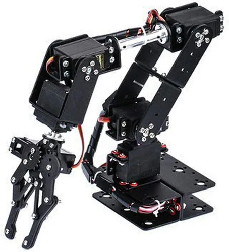 Miniatura 8 de Brazo mecánico negro, engranaje de dirección analógica MG996, kit de garra de brazo mecánico 6DOF manipulador DOF piezas de robot industrial