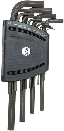 Edward Tools SAE - Juego de llaves hexagonales de brazo largo, pulgadas, acero resistente CRV, estuche organizador, 1/20 pulgadas hasta 3/8 pulgadas