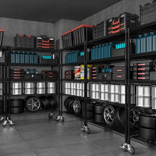 Miniatura 8 de M MZG Estantería de Garaje de 5 Niveles Unidades de Estantería Metálica Industrial para Comercial, Sótano, Despensa, Almacén, Escuela, Negro