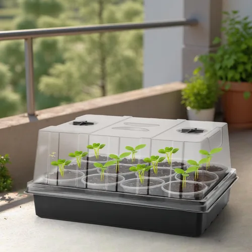 Miniatura 5 de RooTrimmer Paquete de 4 bandejas de inicio de semillas con cúpulas de humedad de 5 pulgadas de alto, kit de germinación de plantas reutilizables