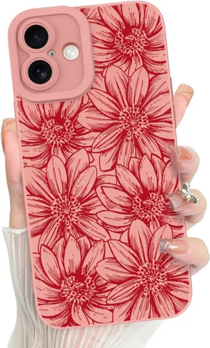 Miniatura 47 de MZELQ Funda para iPhone 17 Pro 2025, diseño de girasoles de silicona, flores florales, protección de cámara, funda delgada y suave para teléfono