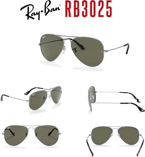Miniatura 91 de Ray-Ban RB3025 - Lentes de sol de aviador de metal para hombre y mujer + paquete con kit de cuidado de gafas iWear de diseñador