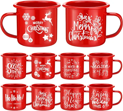 Tioncy Juego de 8 tazas de café de Navidad de 12 onzas, regalos de Navidad para hombres y mujeres, regalos de agradecimiento, tazas inspiradoras de