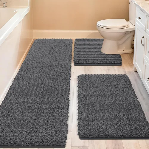 Miniatura 53 de ACCUMTEK - Juego de 2 alfombras de baño de lujo en color beige de 32"x20"+24"x17", alfombras de baño ultra suaves y gruesas absorbentes, alfombra