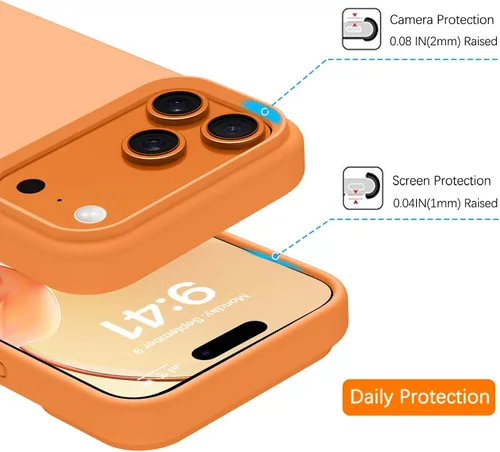 Miniatura 408 de GUAGUA Funda compatible con iPhone 17 Pro Max de 6.9 pulgadas, silicona líquida, goma de gel suave, delgada, forro de microfibra delgada