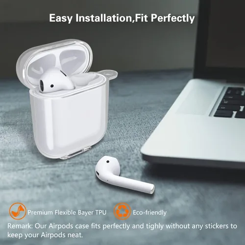 Miniatura 2 de Aircawin Funda transparente para Airpods, funda protectora a prueba de golpes para Airpod 1 y 2, accesorios de protección completa de TPU suave