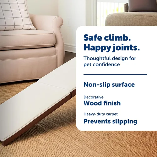 Miniatura 3 de PetSafe CozyUp - Rampa de sofá de madera para gatos y perros, grado de mobiliario con superficie de alfombra de alta tracción, color espresso