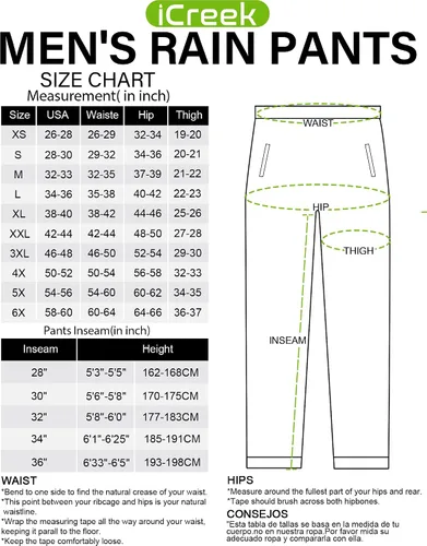 Miniatura 6 de iCreek Pantalones de lluvia para hombre, impermeables, resistentes al viento, ligeros, para senderismo, trabajo, lluvia, al aire libre, para golf