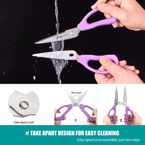 Miniatura 7 de KUNIFU Tijeras de cocina, tijeras de cocina multiusos, tijeras resistentes para desprenderse, utensilios - azul