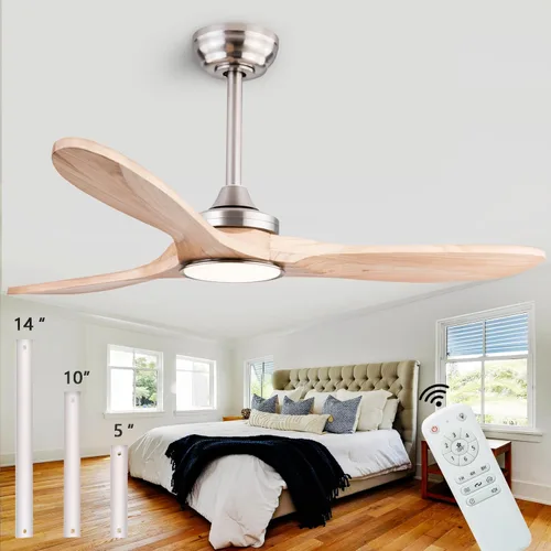 Miniatura 20 de QUTWOB Ventilador de techo de madera de 42 pulgadas con control remoto de luces, motor CC silencioso de 3 aspas para patio, sala de estar, Cuerpo