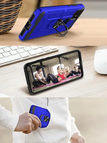 Miniatura 7 de Jeylly Funda para T-Mobile Revvl 5G con 2 protectores de pantalla de vidrio templado, cuerpo completo híbrido de policarbonato duro suave TPU anillo