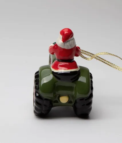 Miniatura 4 de 57045 - Figura decorativa de tractor de granja de Navidad de cerámica fina, 4 pulgadas de largo