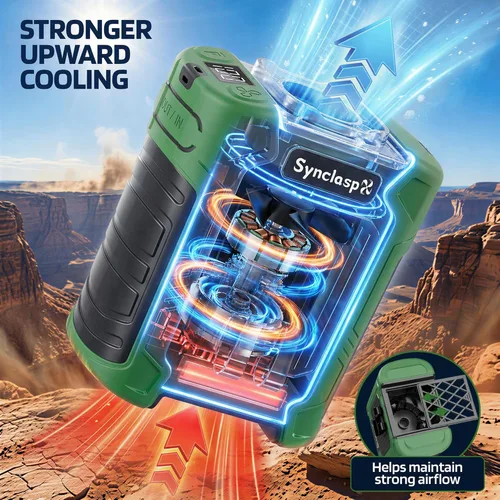 Miniatura 2 de Ventilador de cintura, ventilador recargable de clip de cinturón de 10000 mAh, flujo de aire turbo de 59 pies/s, 18500 rpm, 6 velocidades, hasta 35