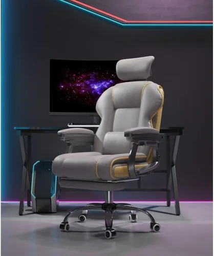 Miniatura 6 de Silla ergonómica de oficina, cómoda silla reclinable con respaldo alto para computadora con reposacabezas y almohada lumbar de 102 a 43.3 in, Blanco