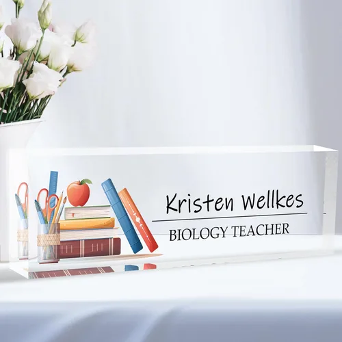 Miniatura 35 de Placa de nombre de escritorio personalizada, placas de identificación acrílicas para escritorio, decoración de oficina, regalos personalizados