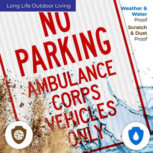 Miniatura 5 de No Parking Ambulance Corps Vehicles Only Sign, 24x30 Inches, 3M EGP Reflective .080 Aluminum, Fade Resistant, Made in USA