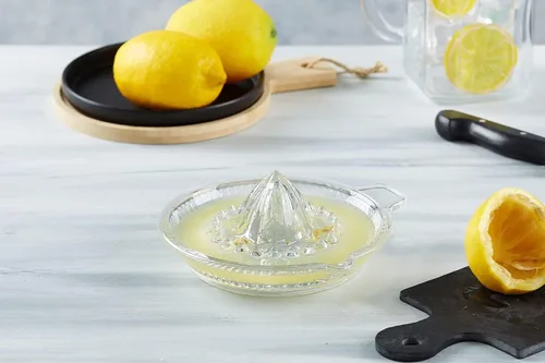 Miniatura 5 de DESTALYA Exprimidor de limón Exprimidor de cítricos de mano Escariador de cristal, extractor manual con mango Boquilla para verter jugo