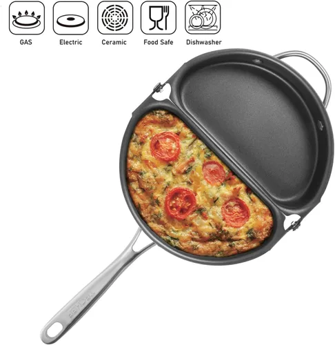 Miniatura 5 de TECHEF - Sartén para frittata y omelette, antiadherente de doble cara plegable, fabricada en Corea (libre de PFOA) (Negro)