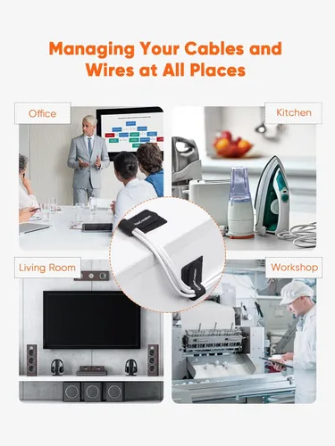 Miniatura 3 de CableCreation Bridas para cables, resistentes correas autoadhesivas con pegamento trasero, correas de gestión de cables, organizador de cables