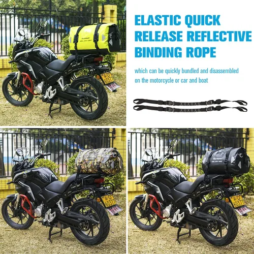 Miniatura 5 de WILD HEART Bolsa de lona impermeable para motocicleta, PVC500D, doble parte inferior, con correas de cuerda y bolsillo interior, 40L, 66L, 100L, 66L