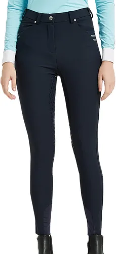 Miniatura 2 de FunRiding Pantalones de montar a caballo con agarre de silicona para mujer Cintura media con visera delantera
