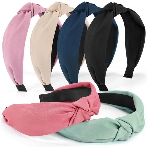 DiyJibb Diademas para Mujeres y Niñas - 6 Piezas Diademas Elegantes con Nudo Superior - Diadema Anudada para Mujeres - Diademas Anchas Accesorios