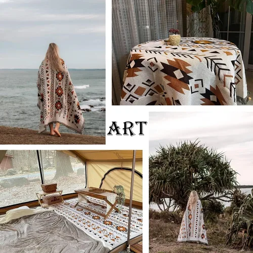 Miniatura 4 de Hopstar - Manta suelta azteca Navajo mantas indias y cobijas Boho decoración occidental cobija de sofá para cama, sofá, sala de estar, playa