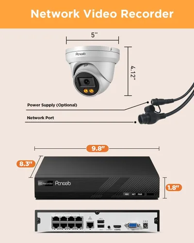 Miniatura 7 de Sistema de cámara de seguridad PoE, 8 cámaras IP con cable de 5MP con audio, visión nocturna a color inteligente y detección de vehículos con IA