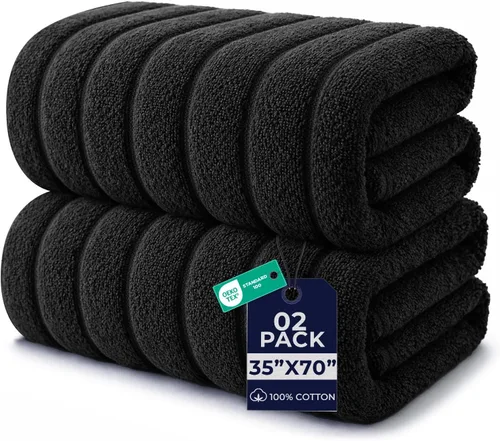 Miniatura 13 de DAN RIVER Paquete de 1 toalla de baño jumbo de 40 x 80 pulgadas, toallas de baño extragrandes de secado rápido para baño, toallas suaves y Verde