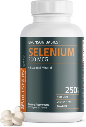 Bronson Selenio 200 mcg Apoyo inmunológico y antioxidante mineral esencial, 250 tabletas vegetarianas