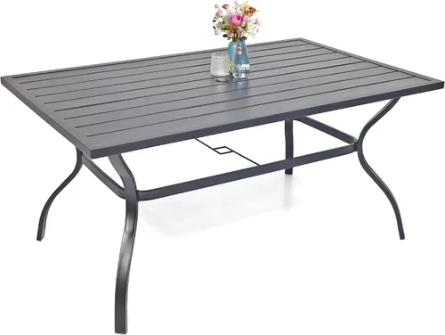 Miniatura 16 de Anmutig Mesa de patio pequeña cuadrada de 27.5 pulgadas con resistente a la intemperie para comedor al aire libre, color negro