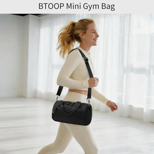 Miniatura 2 de Mini bolsa de gimnasio para mujeres y niñas, bonita bolsa de lona pequeña de 12 pulgadas con bolsillos multifuncionales, bolsas deportivas
