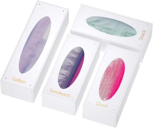 Miniatura 8 de FEMELI Organizador de almacenamiento de bolsas de alimentos, caja de acrílico para cajones de cocina, compatible con un galón, cuarto deslizante