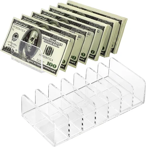 Hipiwe 2 paquetes de organizador de correo, bandeja de plástico para efectivo para escritorio, organizador de archivos de 7 ranuras, soporte divisor