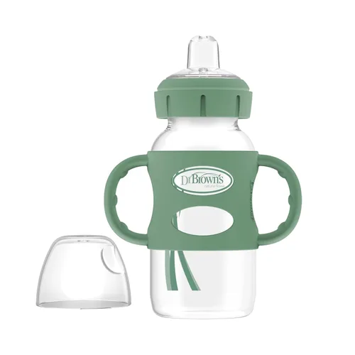 Miniatura 2 de Dr. Brown's Milestones - Botella de cuello ancho con asas 100% de silicona, asas de fácil agarre con boquilla suave para sorber, 9 onzas, verde, 1