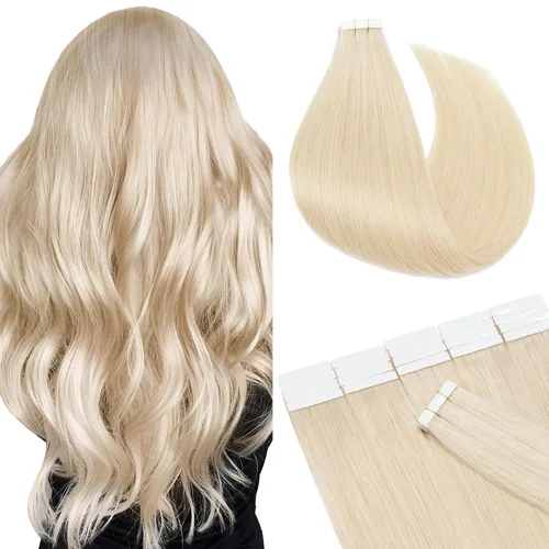 Miniatura 11 de Extensiones de cabello Sego, cabello humano estilo remy, con cinta adhesiva, lacio, cinta adhesiva de entramado tipo piel, sin costuras, invisible