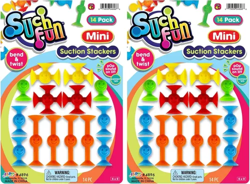 Miniatura 9 de JA-RU Mini apiladores de succión (1 paquete, 14 piezas cada uno) - Juguetes coloridos con ventosa para niños de 4 a 8 años en adelante Juguetes