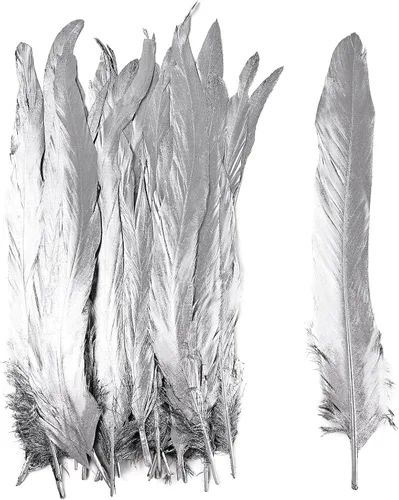 Miniatura 15 de iHUFeather Plumas de cola de gallo naturales, 50 plumas de cola de gallo de 10 a 12 pulgadas de largo, a granel para manualidades, disfraces