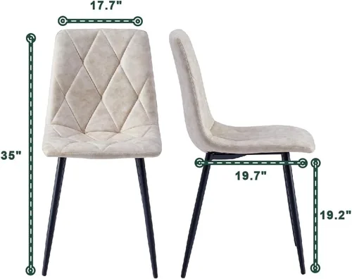 Miniatura 2 de Btrpily Juego de 4 sillas de comedor, silla de comedor con marco de metal para cocina, silla de asiento de tela tecnológica para sala de estar, Negro