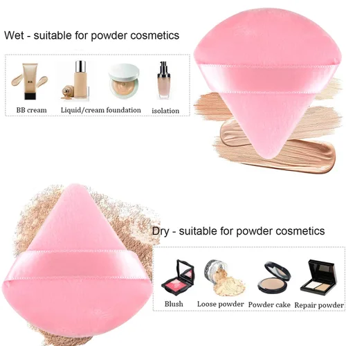 Miniatura 3 de 12DP12LP - 24 piezas de soplo de polvo, de algodón triangular, lavable para la cara, para polvo suelto, cuerpo, base cosmética, esponja