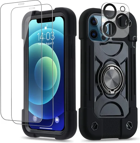 Miniatura 41 de Funda para iPhone 11 de 6.1 pulgadas con soporte de anillo, con 2 protectores de pantalla de vidrio, resistente a los golpes, resistente a
