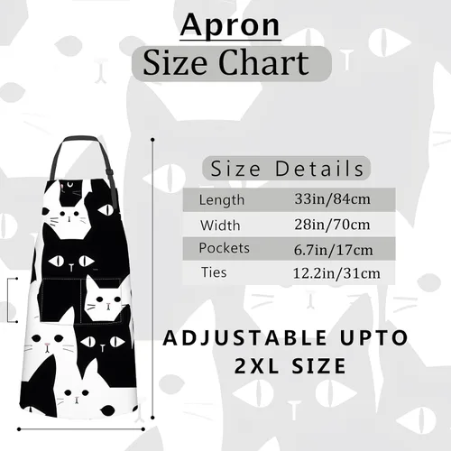 Miniatura 2 de Delantal de cocina ajustable de tela Oxford con 2 bolsillos, delantal de cocina impermeable para hombres, mujeres, mamá, esposa, papá, regalo ideal
