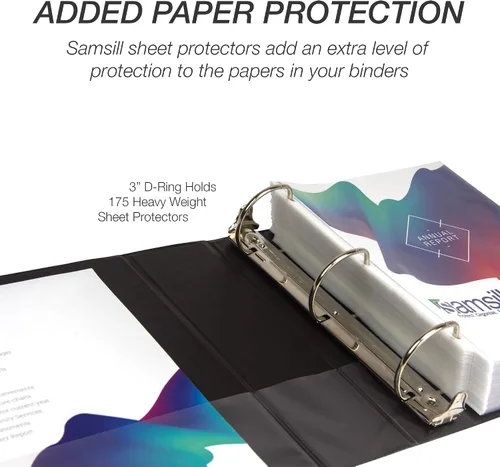 Miniatura 42 de Samsill - Carpeta duradera de 5 pulgadas, fabricada en los Estados Unidos, con anillos en D, transparente y personalizable, color blanco