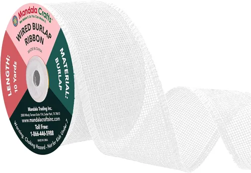 Miniatura 55 de Mandala Crafts Cinta de arpillera verde con alambre para corona, cinta de arpillera con alambre verde rústico de yute natural, 1 pulgada de ancho
