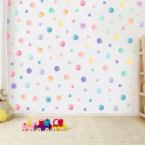 Miniatura 5 de AOWDIAO 153 piezas de calcomanías de lunares acuarela para pared, adhesivas y despegables, calcomanías de vinilo para decoración de dormitorio