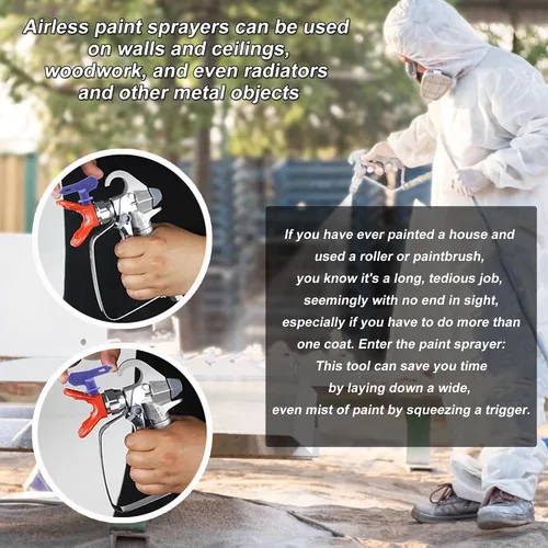 Miniatura 9 de Kit de pulverizador de pintura sin aire 925, máquina de pintura sin aire de alta eficiencia con extensión de 19.68", puntas 515, 517, 519