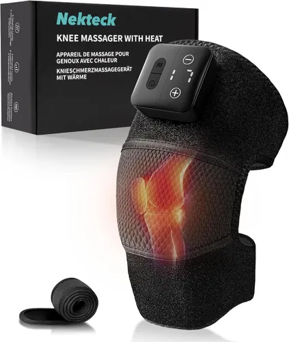 Nekteck - Masajeador de rodilla, rodillera calentada inalámbrica 3 en 1 con vibración para alivio del dolor, almohadilla de calentamiento de rodilla